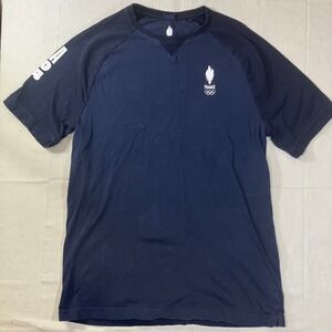 Decathlon France Olympic Games 2024 Navy Blue Raglan Graphic T-Shirt Mens Medium